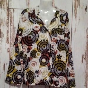 🌹5/$25 Vera Bradley button down blouse green brown Size M